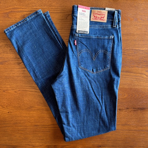 Levi's Classic Straight Dark Blue Jeans - Picture 1 of 2